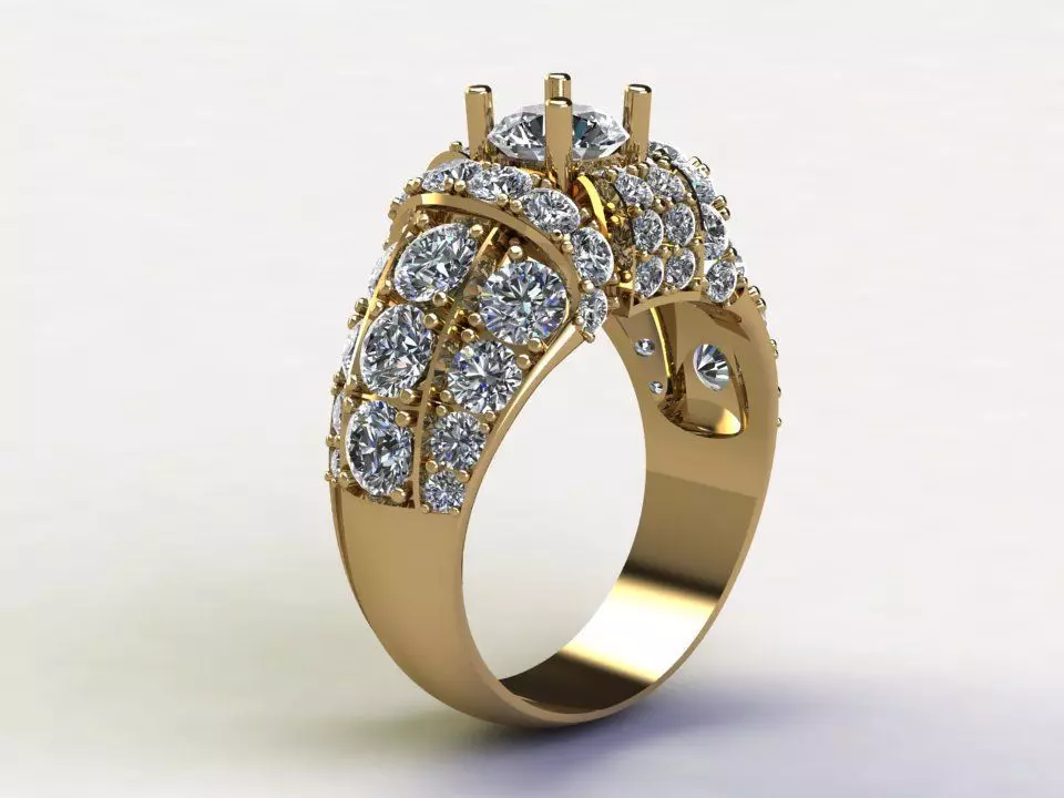 Man Ring diamond fashion model 2020 cad file gold light R25 3D model_0
