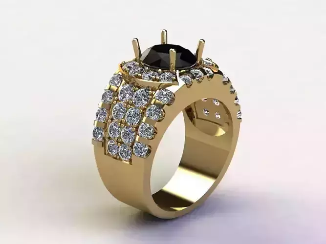 Black big gem with diamond man ring cad file R23