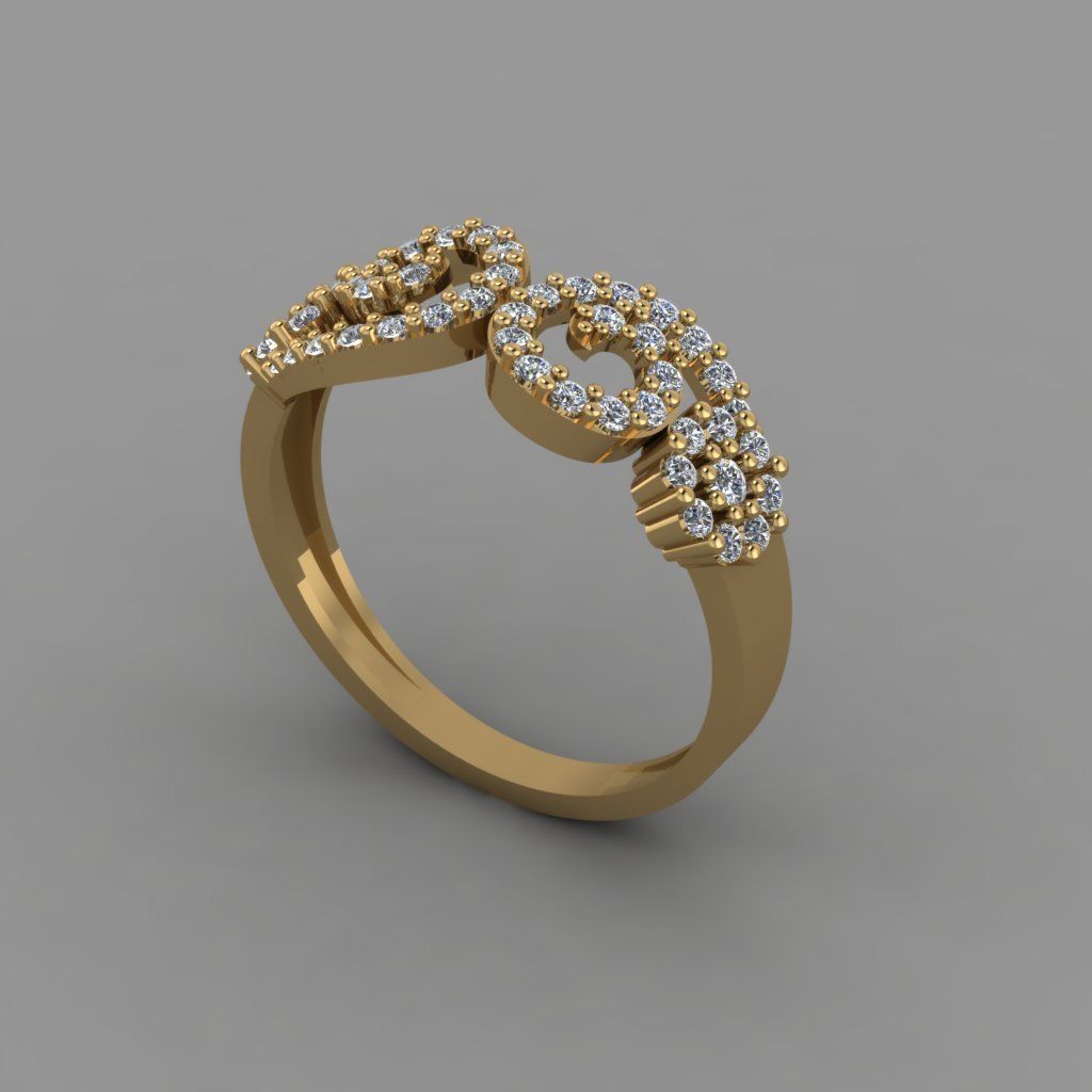 T215- Diamond ring 3D print model_2