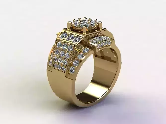 Asia gold man ring with diamond R17