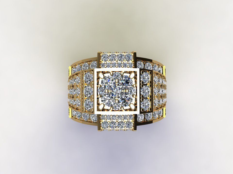 Asia Man diamond Ring R15 3D model_4