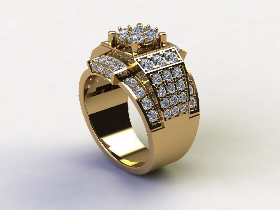 Asia Man diamond Ring R15 3D model_1