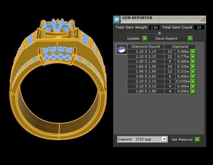 Asia Man diamond Ring R15 3D model_2