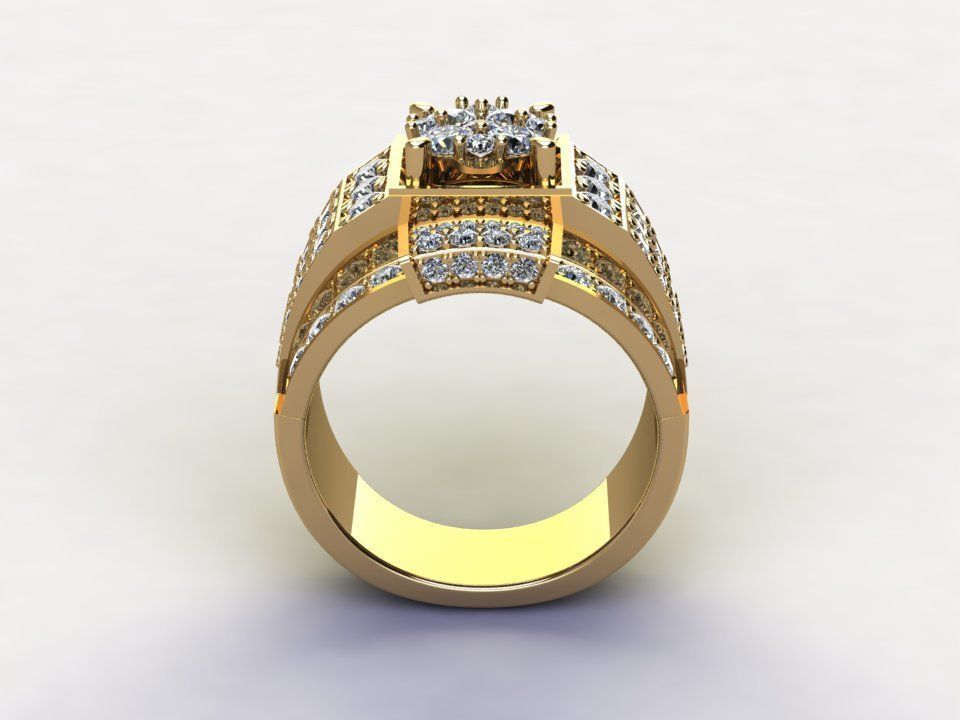 Asia Man diamond Ring R15 3D model_3
