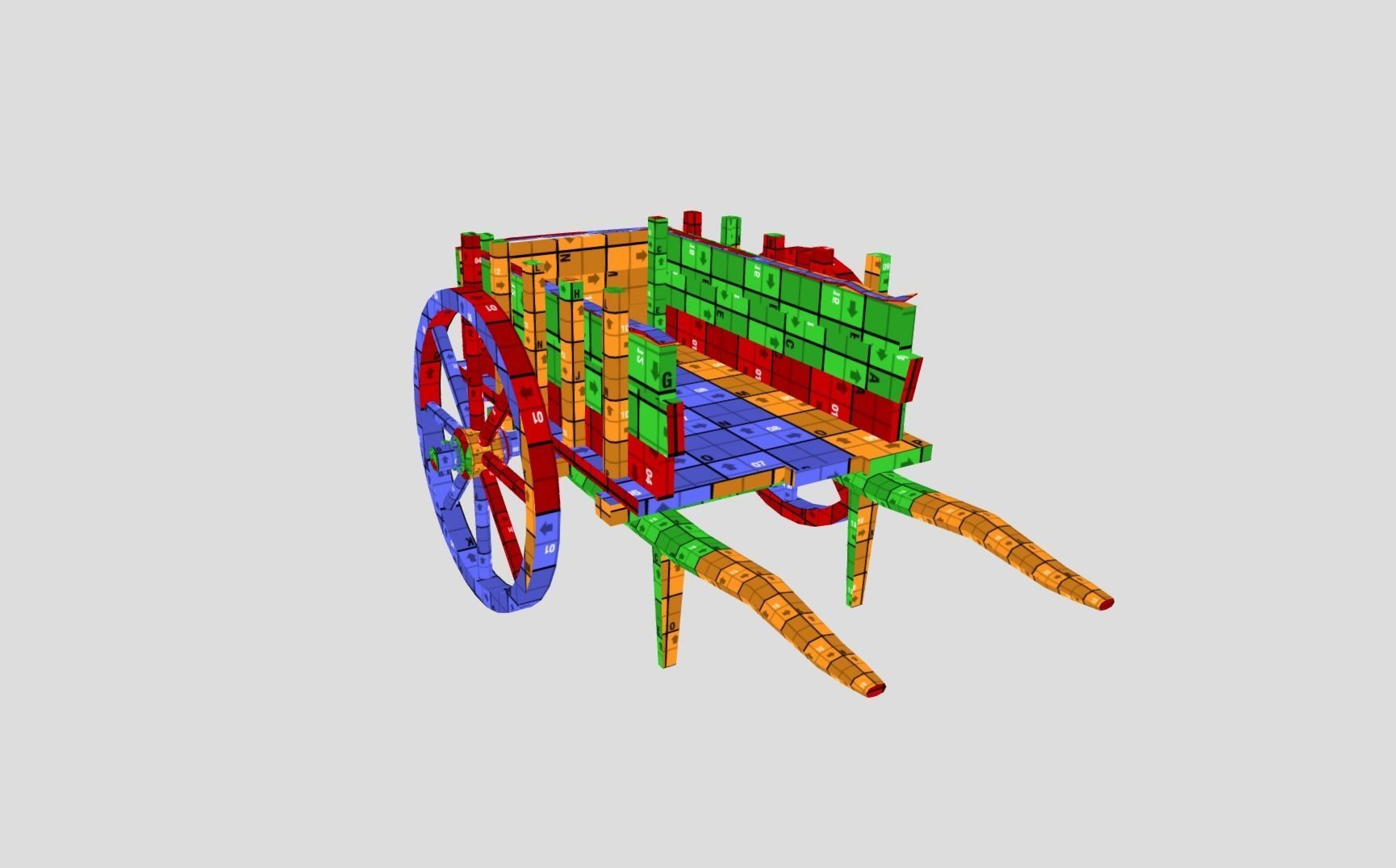 Medieval Market Cart Low-poly 3D model_10