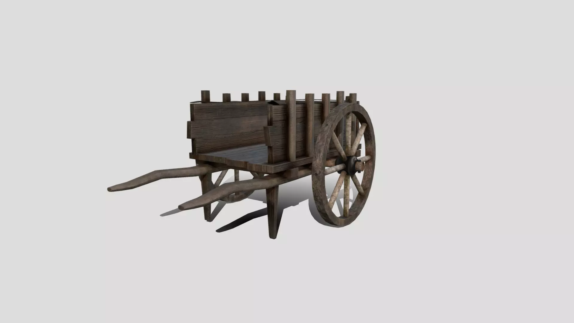Medieval Market Cart Low-poly 3D model_0