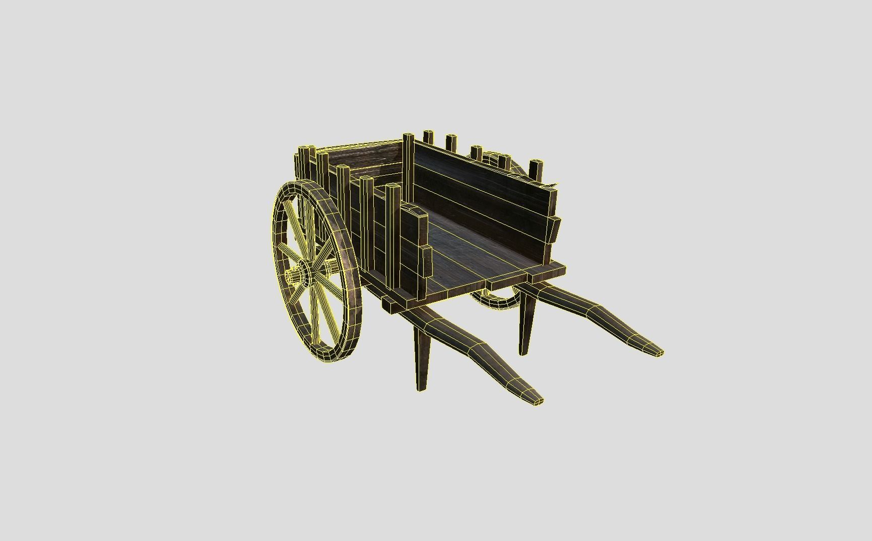 Medieval Market Cart Low-poly 3D model_15