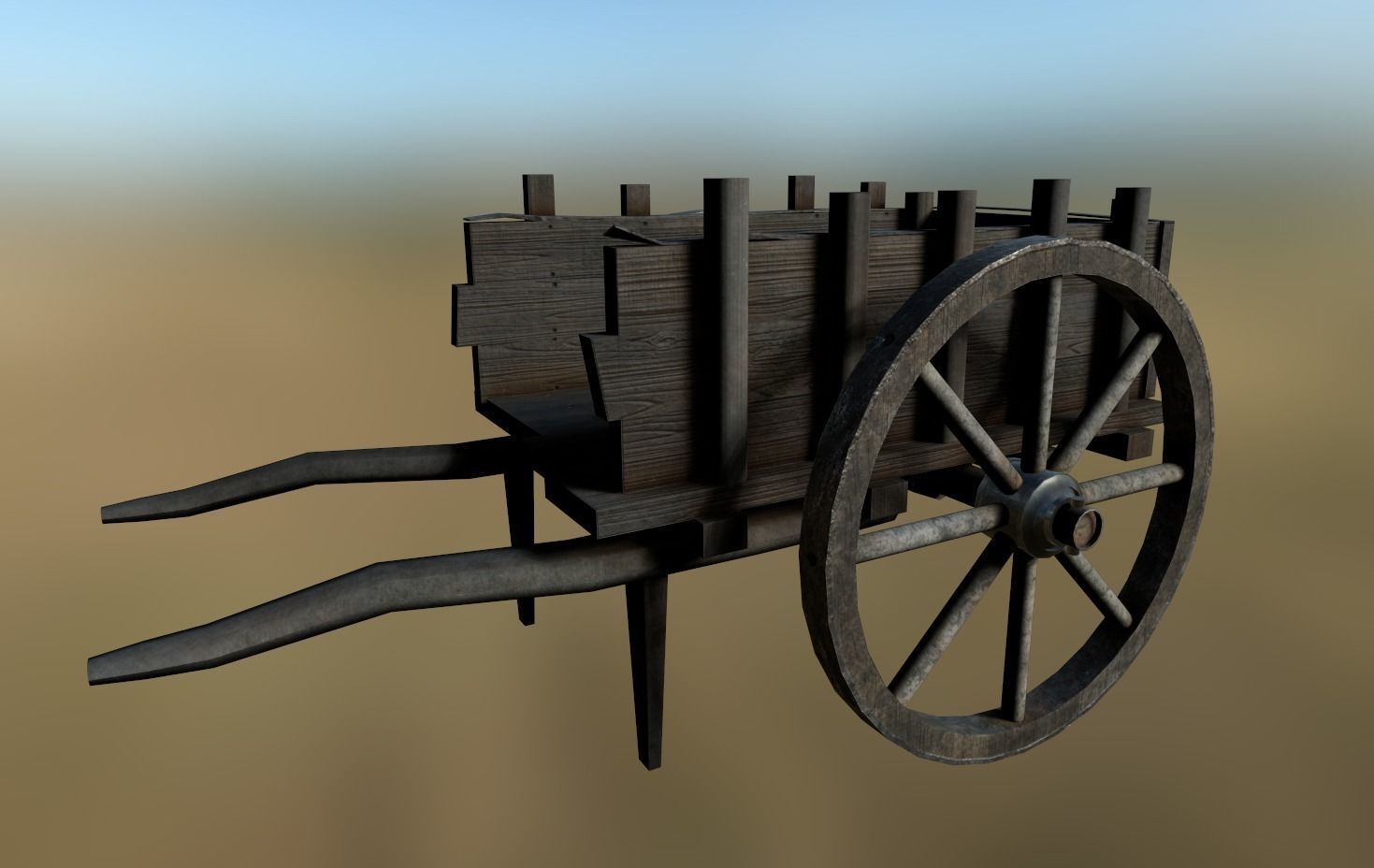 Medieval Market Cart Low-poly 3D model_1