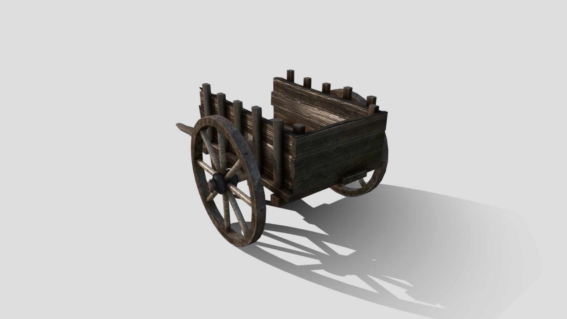 Medieval Market Cart Low-poly 3D model_4