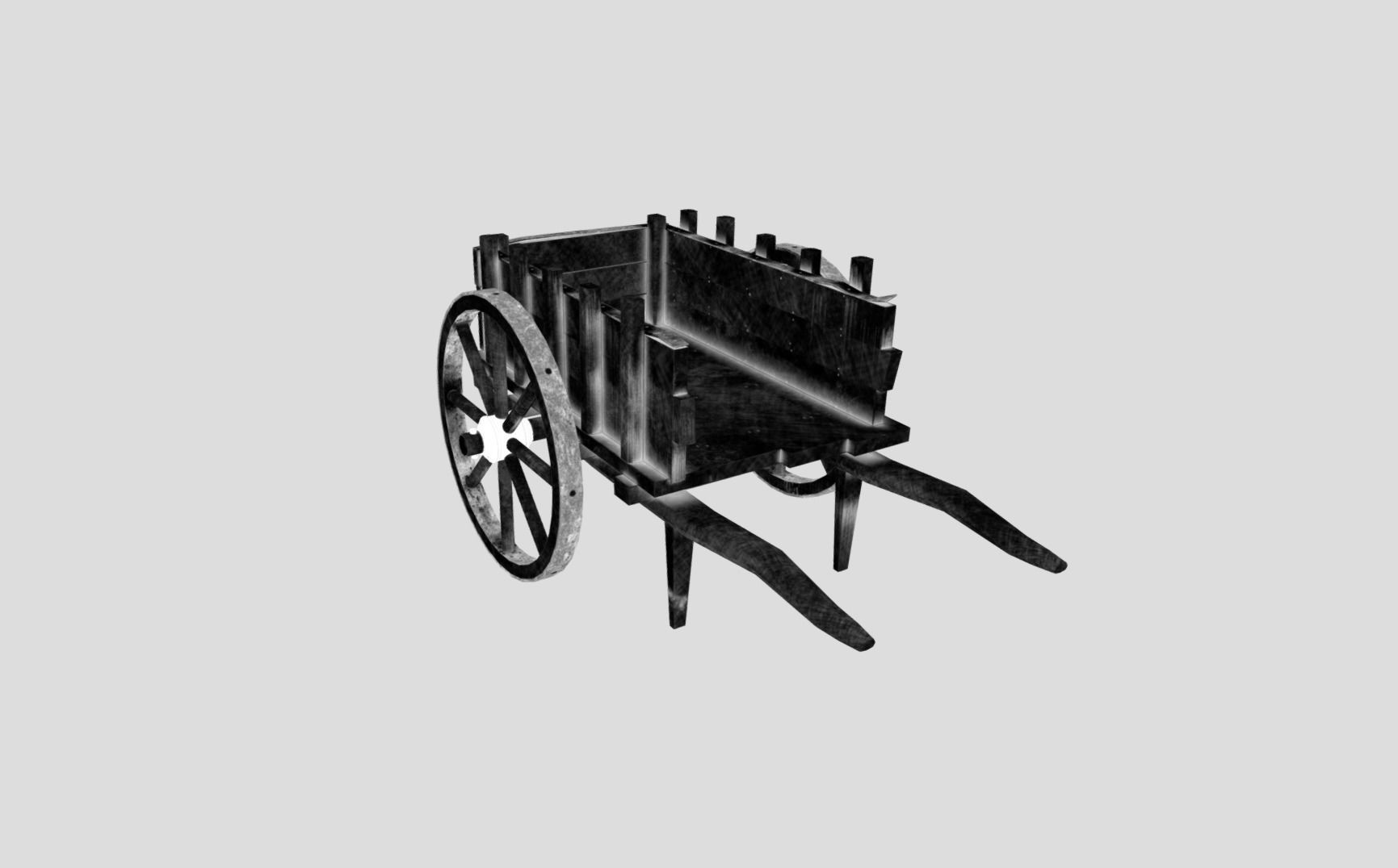 Medieval Market Cart Low-poly 3D model_14