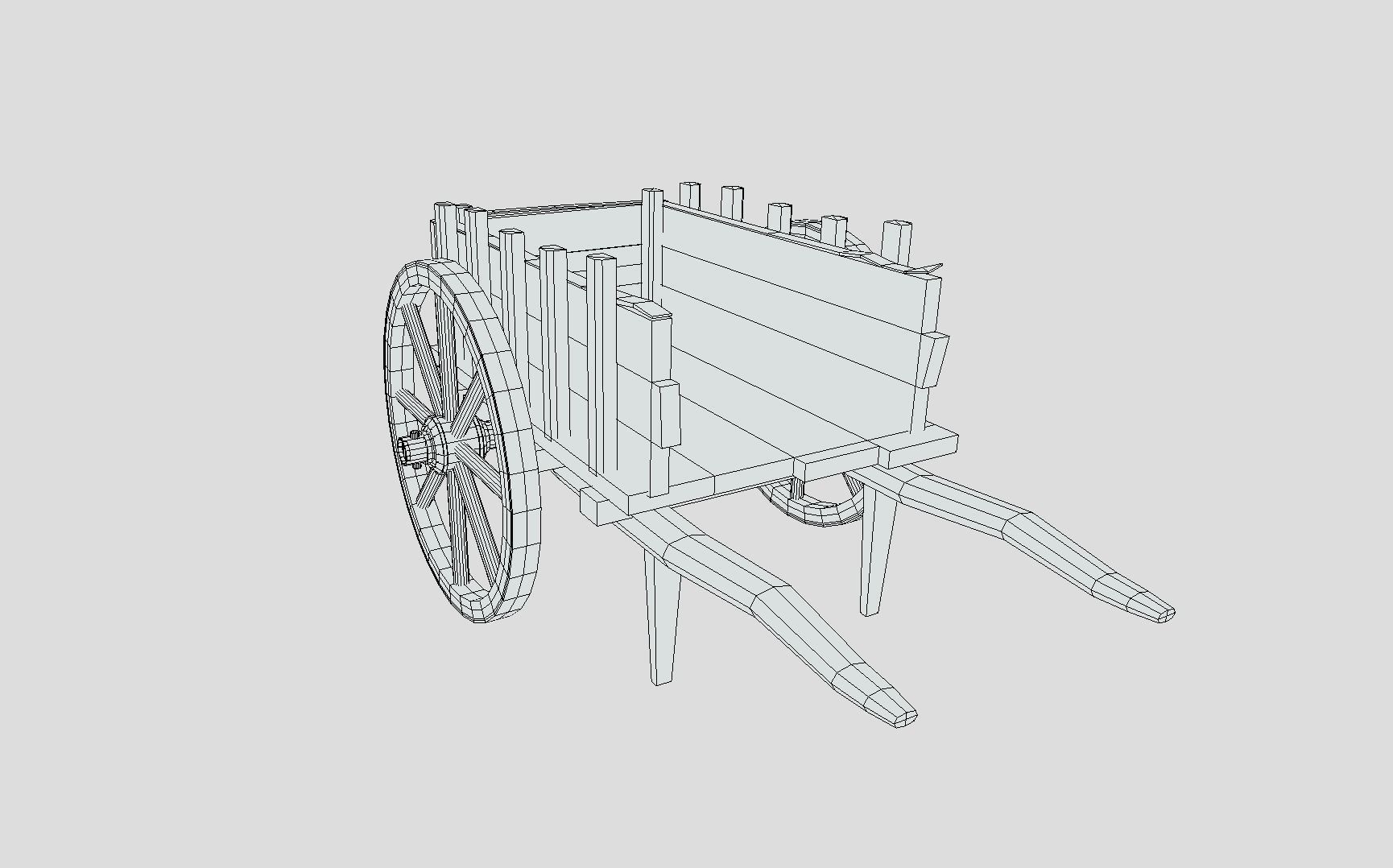 Medieval Market Cart Low-poly 3D model_11