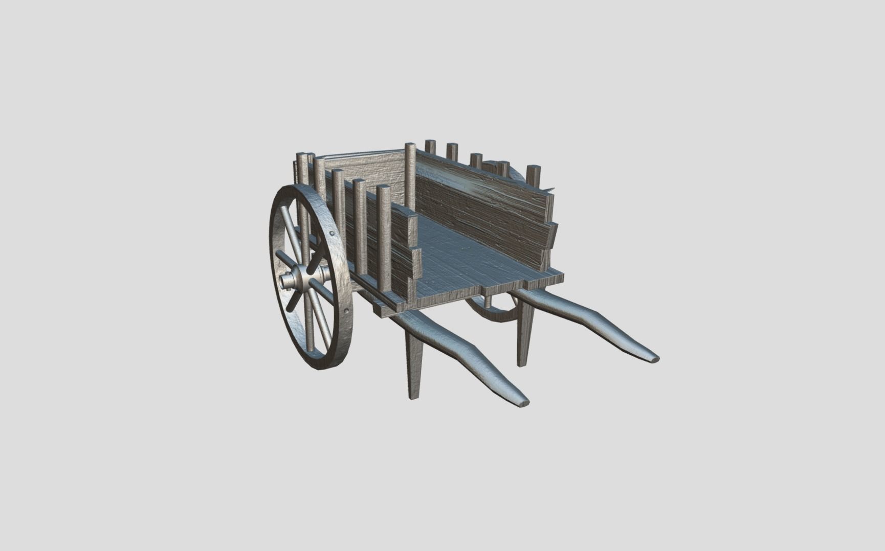 Medieval Market Cart Low-poly 3D model_12
