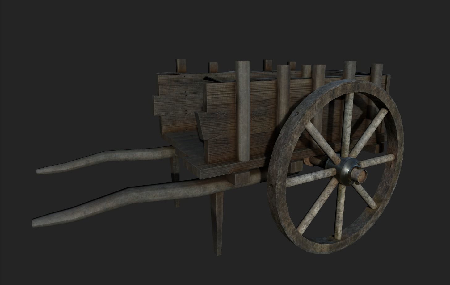 Medieval Market Cart Low-poly 3D model_2