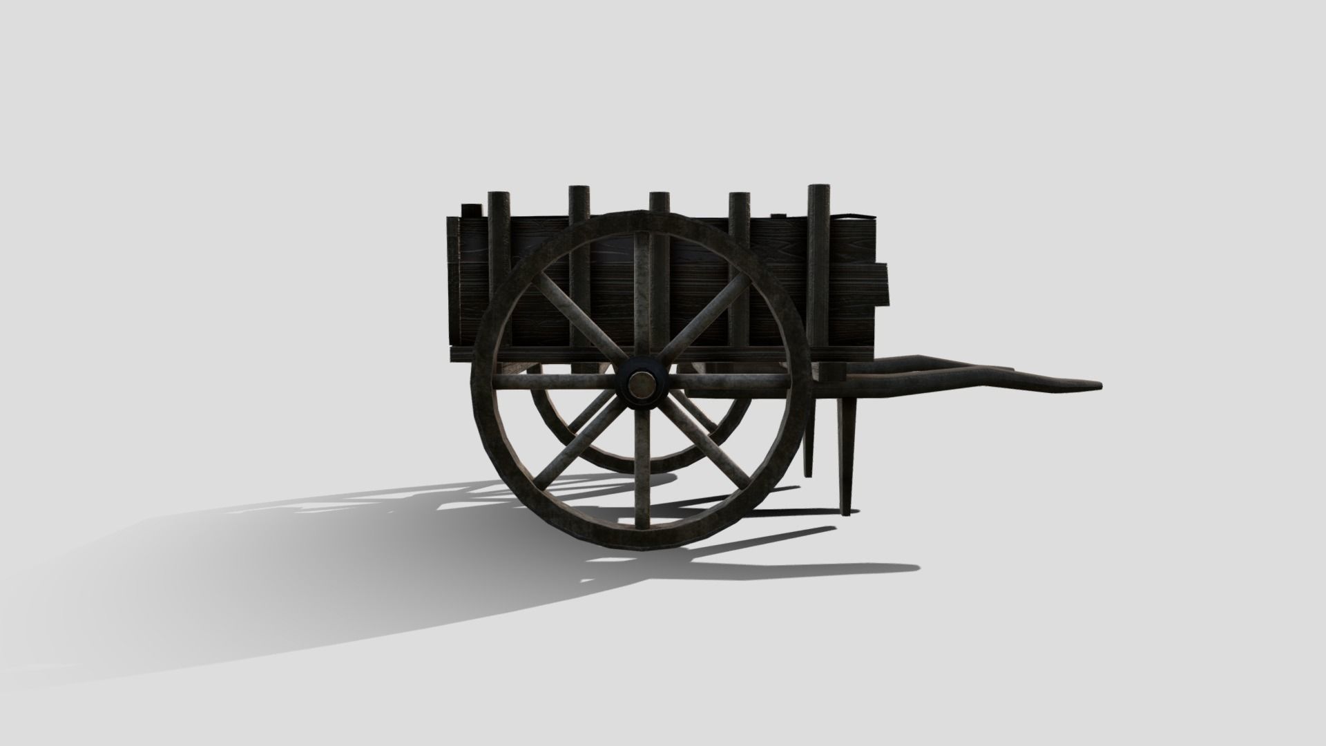 Medieval Market Cart Low-poly 3D model_7