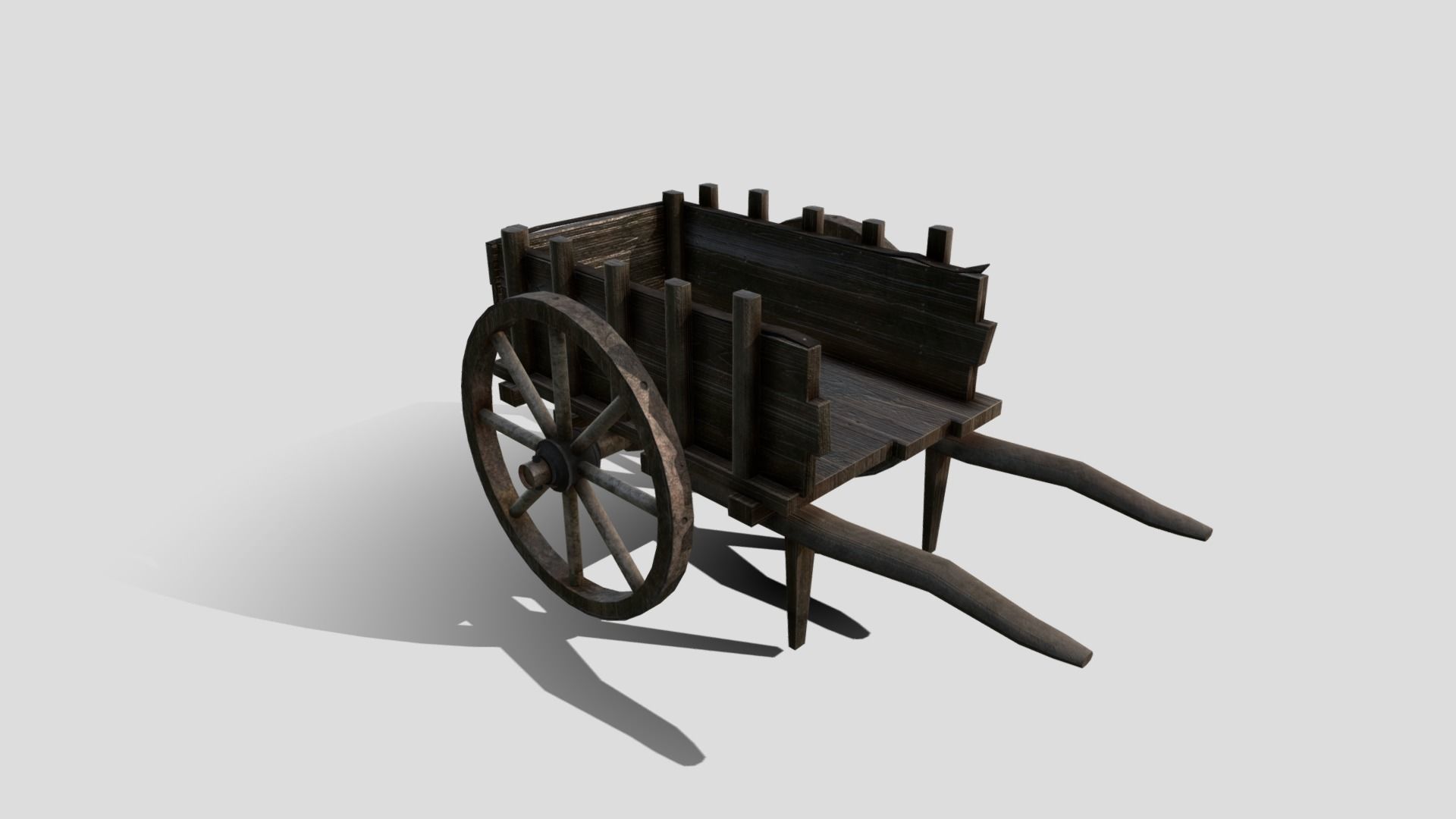 Medieval Market Cart Low-poly 3D model_8