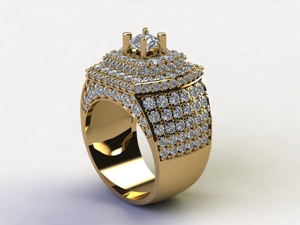 Man Ring with Diamond R14 3D model_1