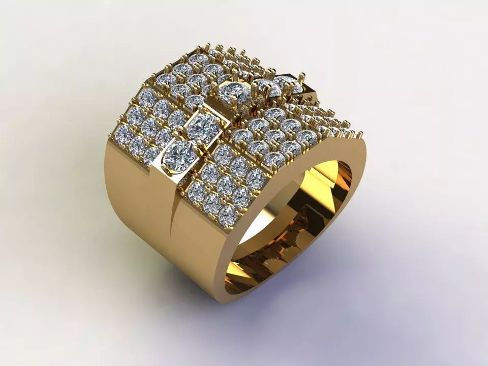 Man Ring with diamond R5 3D model_0