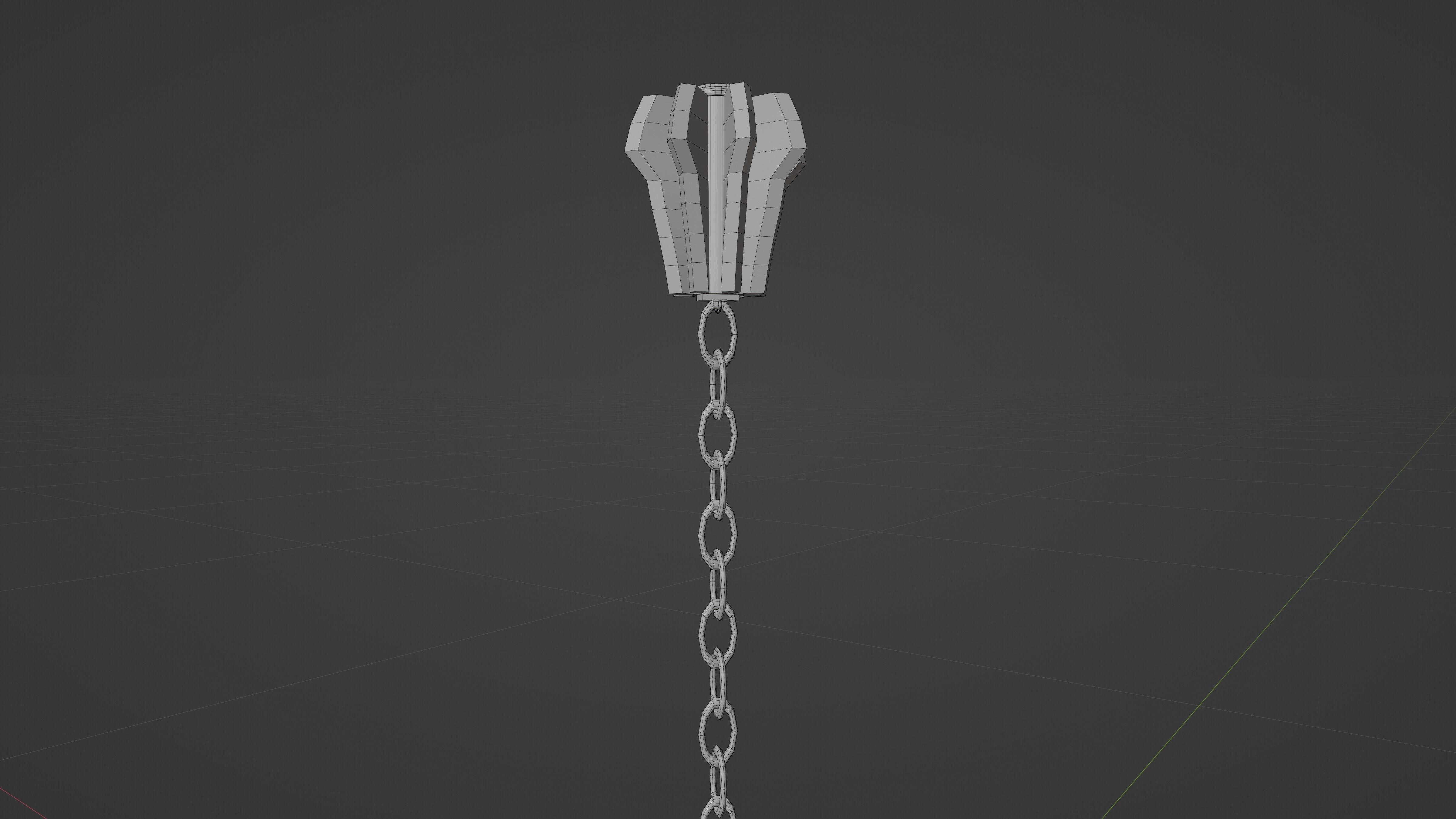 Flail Game ready wooden stick hanging from chain Low-poly 3D model_9