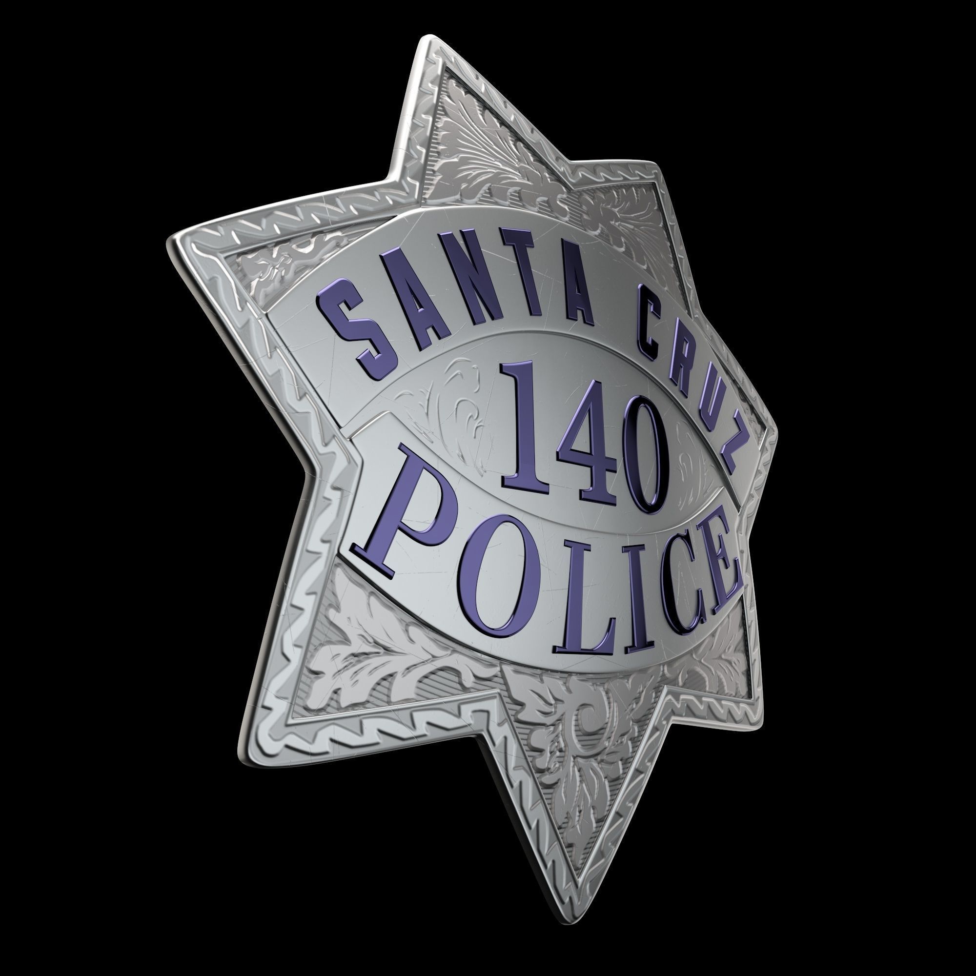 Santa Cruz Police badge Low-poly 3D model_5