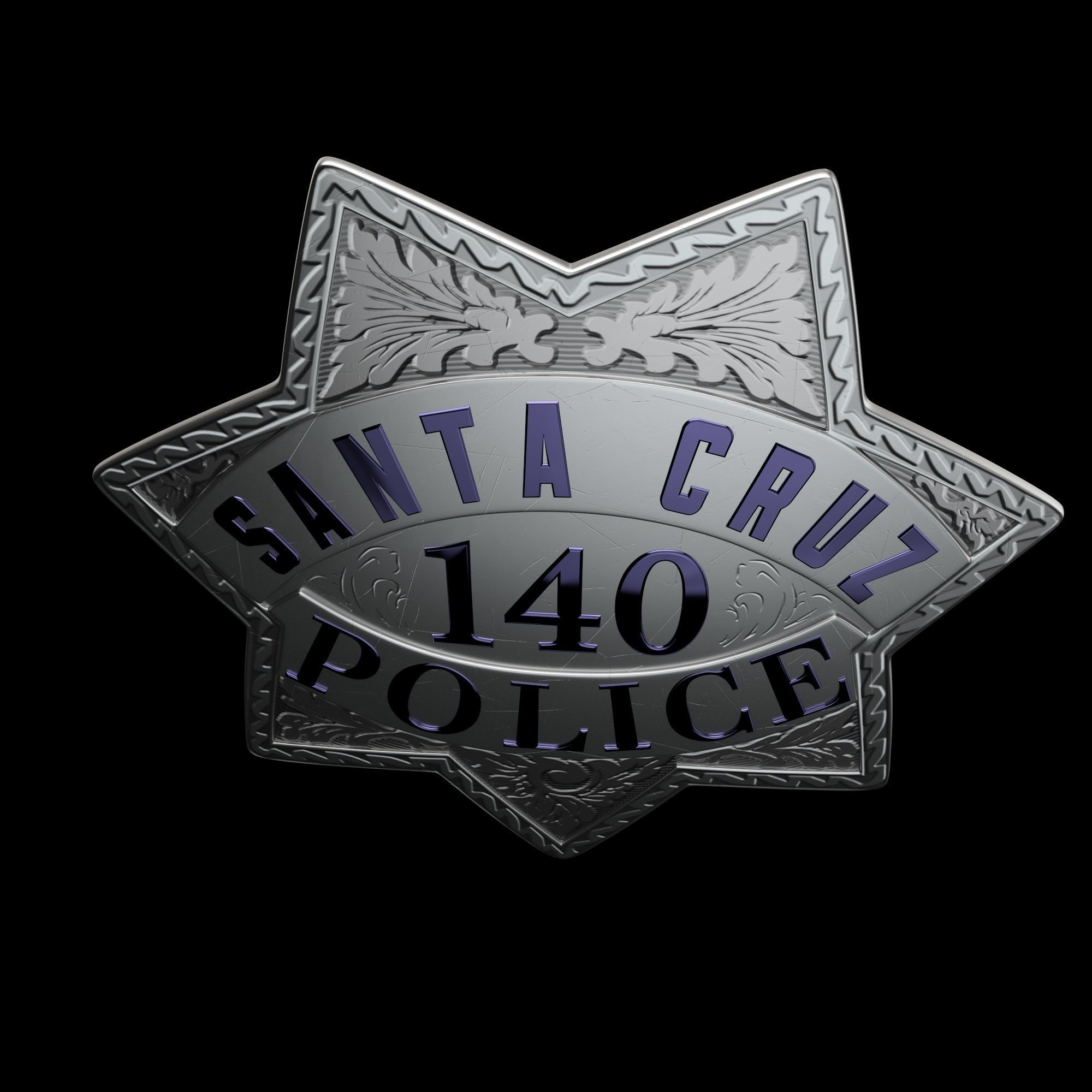 Santa Cruz Police badge Low-poly 3D model_6