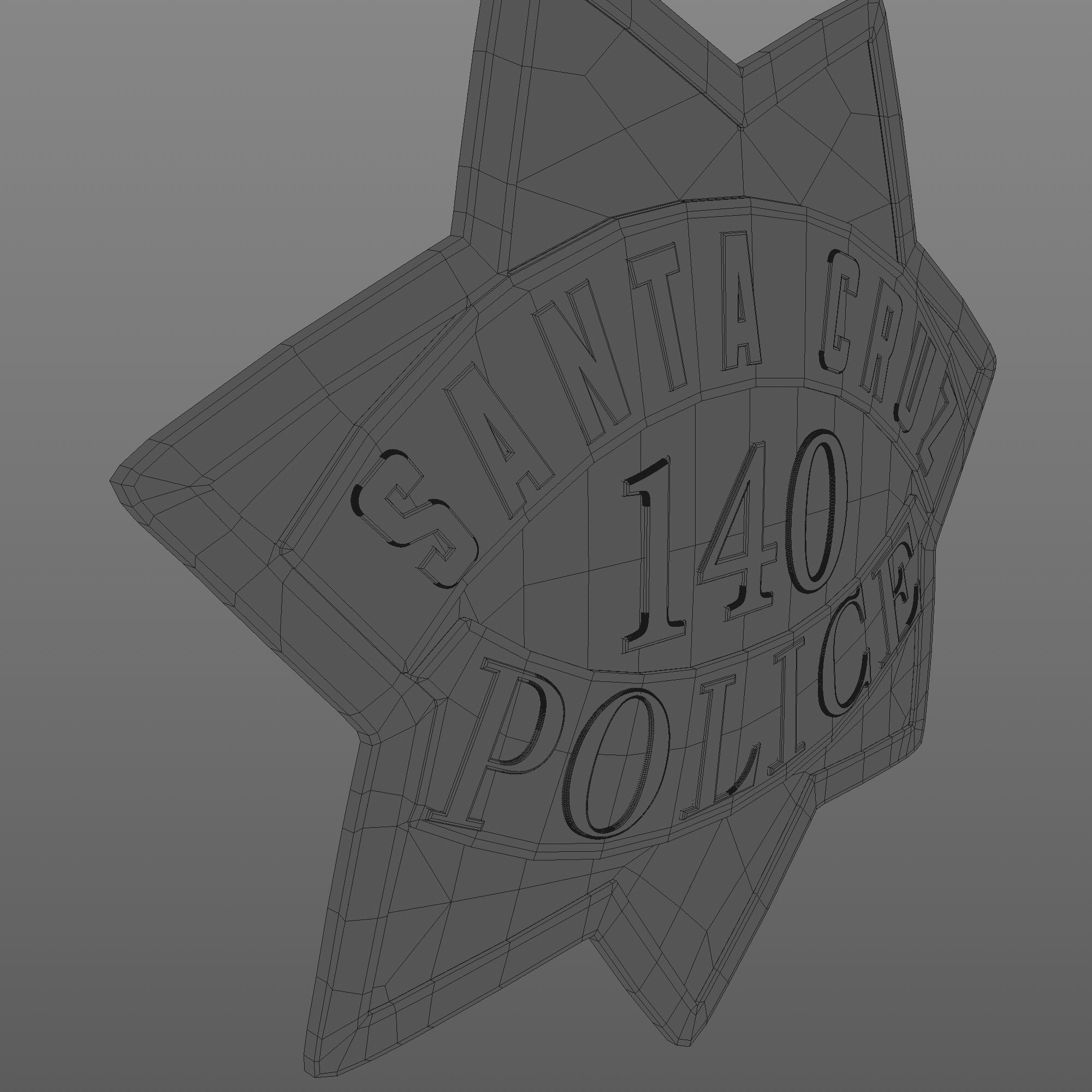 Santa Cruz Police badge Low-poly 3D model_16