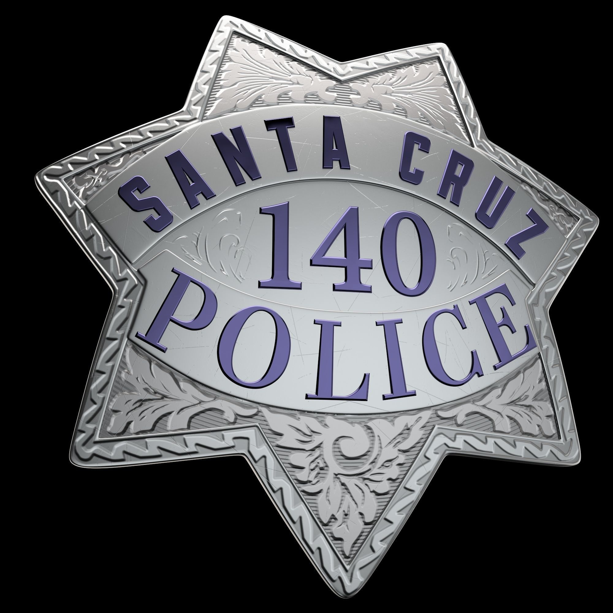 Santa Cruz Police badge Low-poly 3D model_1