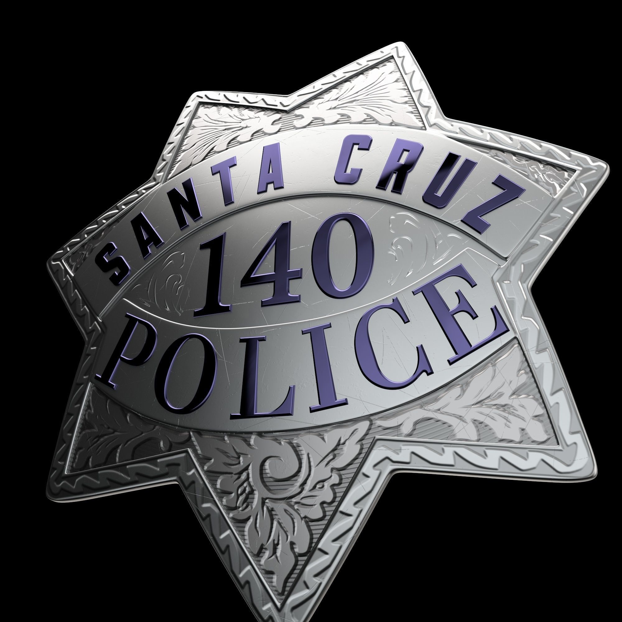 Santa Cruz Police badge Low-poly 3D model_2
