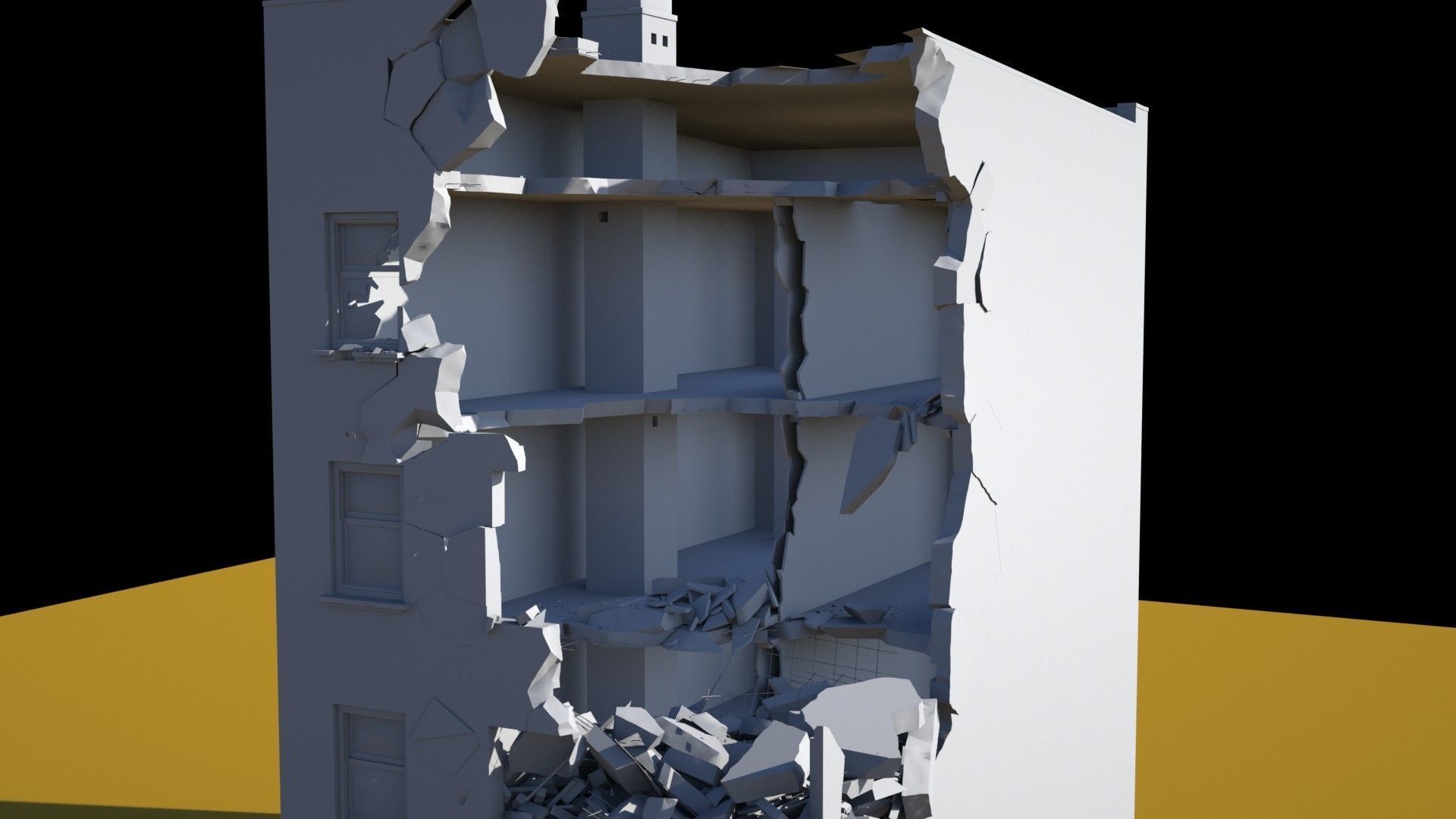 Damaged Building 3D model_4