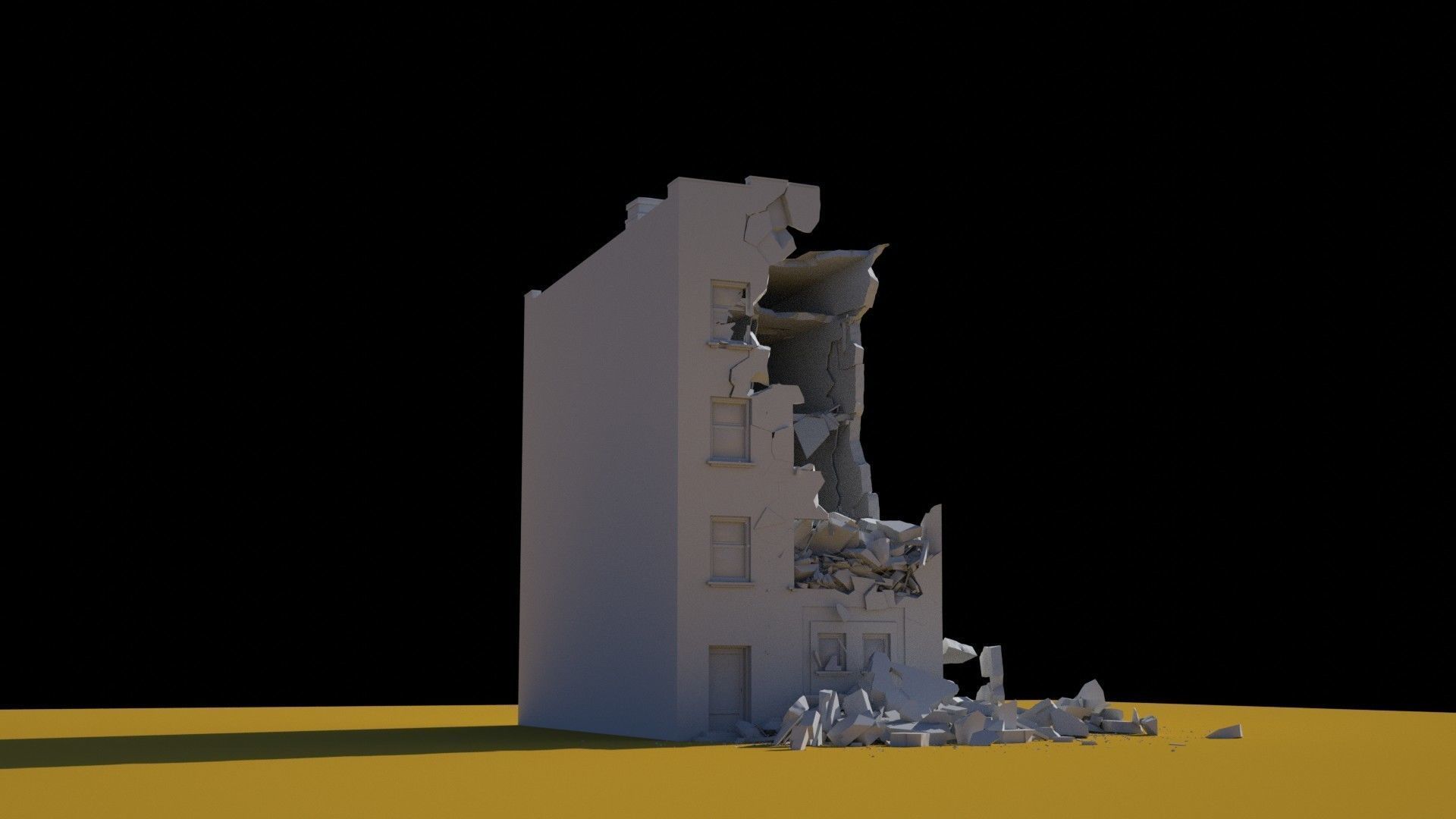 Damaged Building 3D model_3