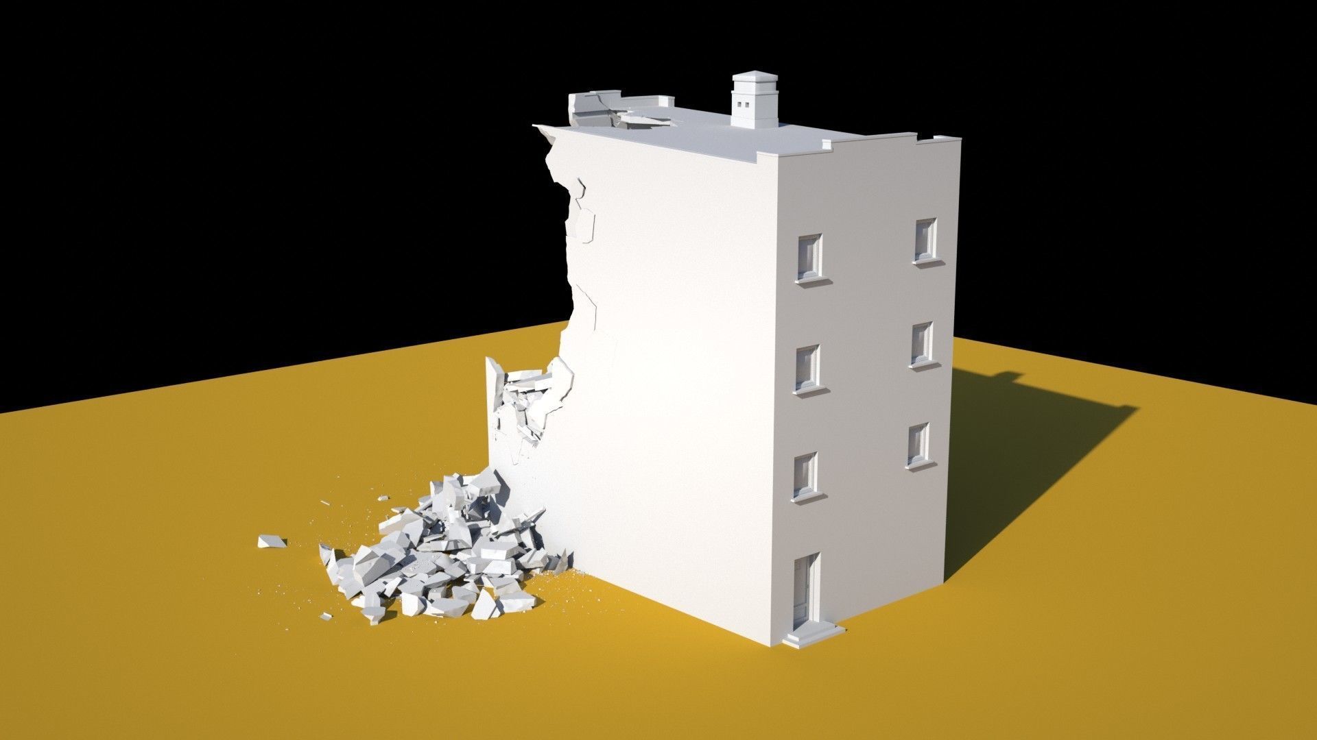 Damaged Building 3D model_1