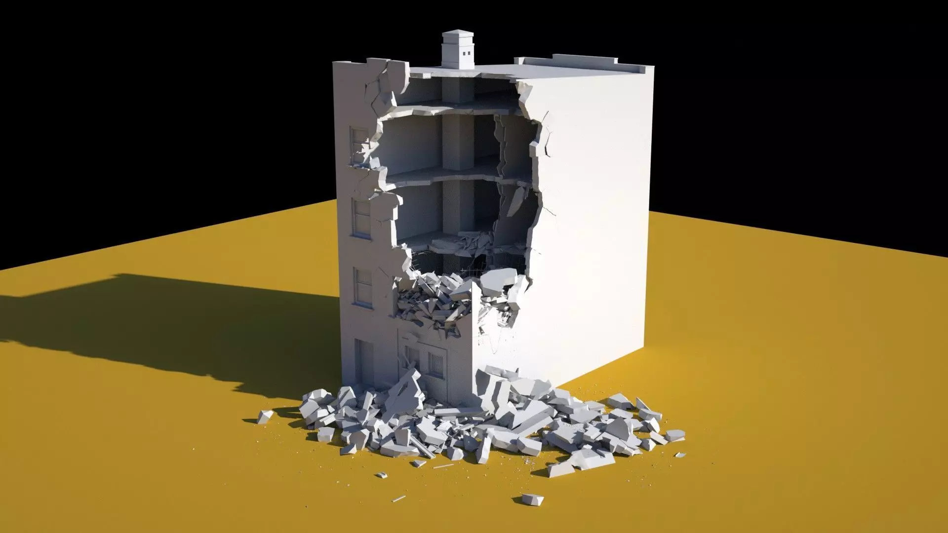 Damaged Building 3D model_0