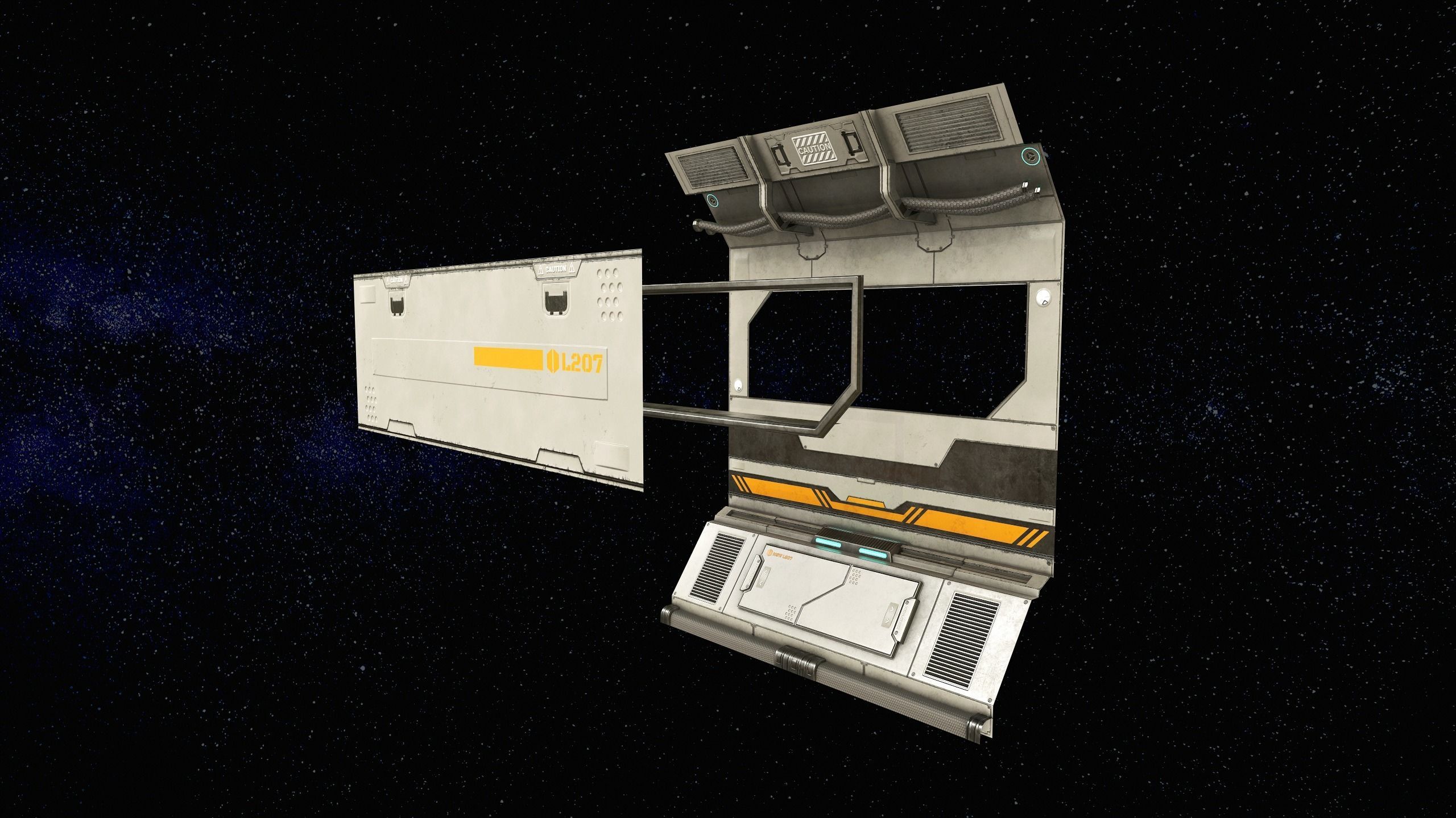 Sci-Fi Modular Corridor Version 2 Low-poly 3D model_7