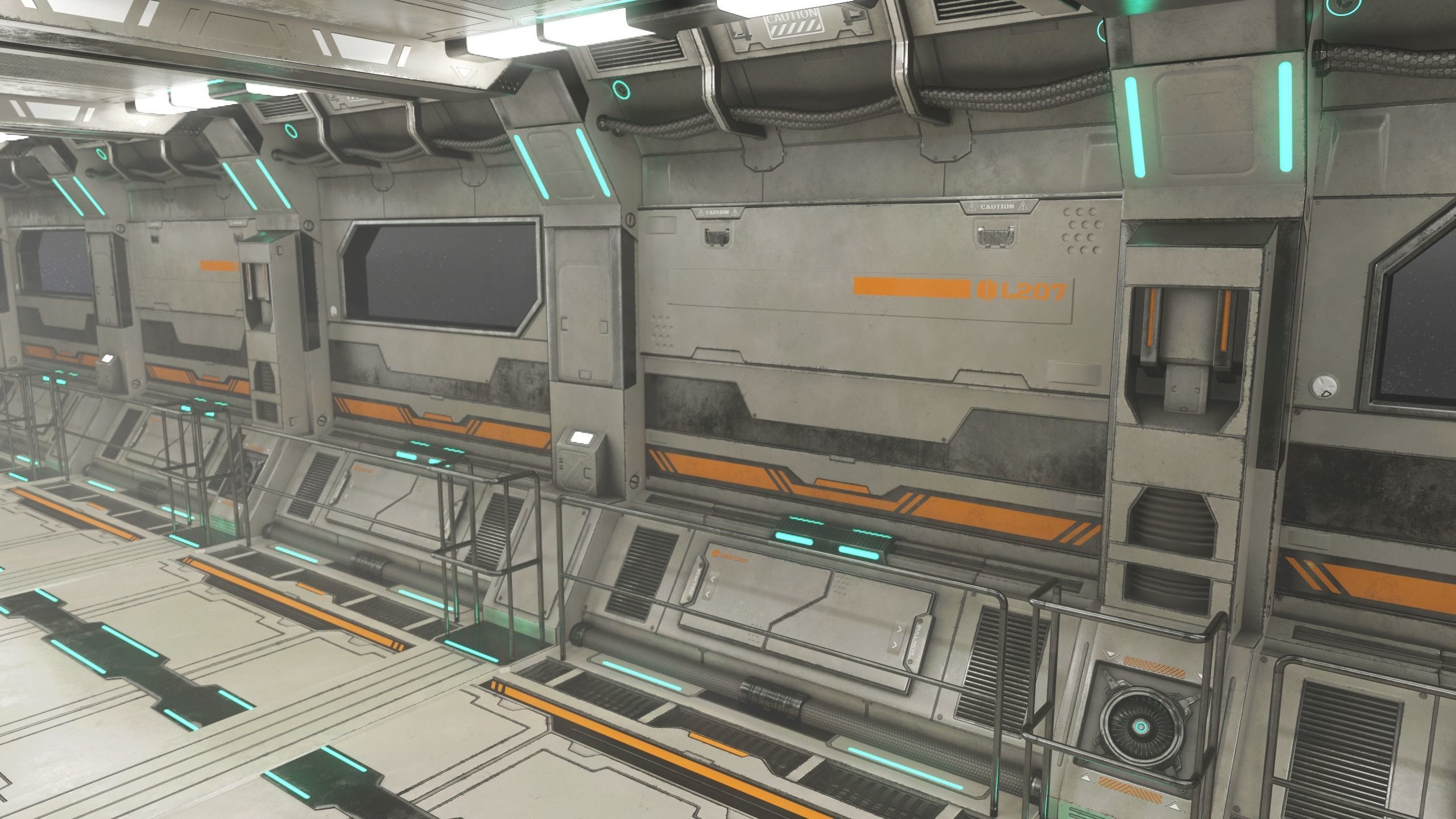 Sci-Fi Modular Corridor Version 2 Low-poly 3D model_4