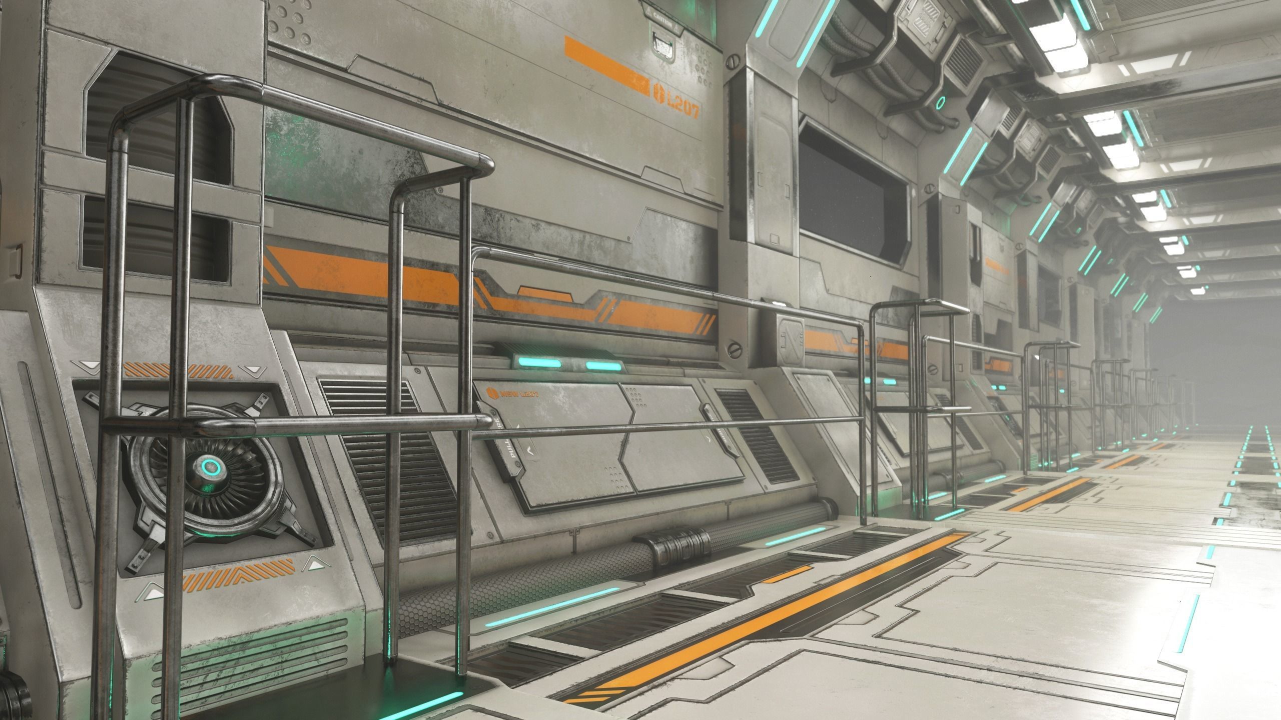 Sci-Fi Modular Corridor Version 2 Low-poly 3D model_5