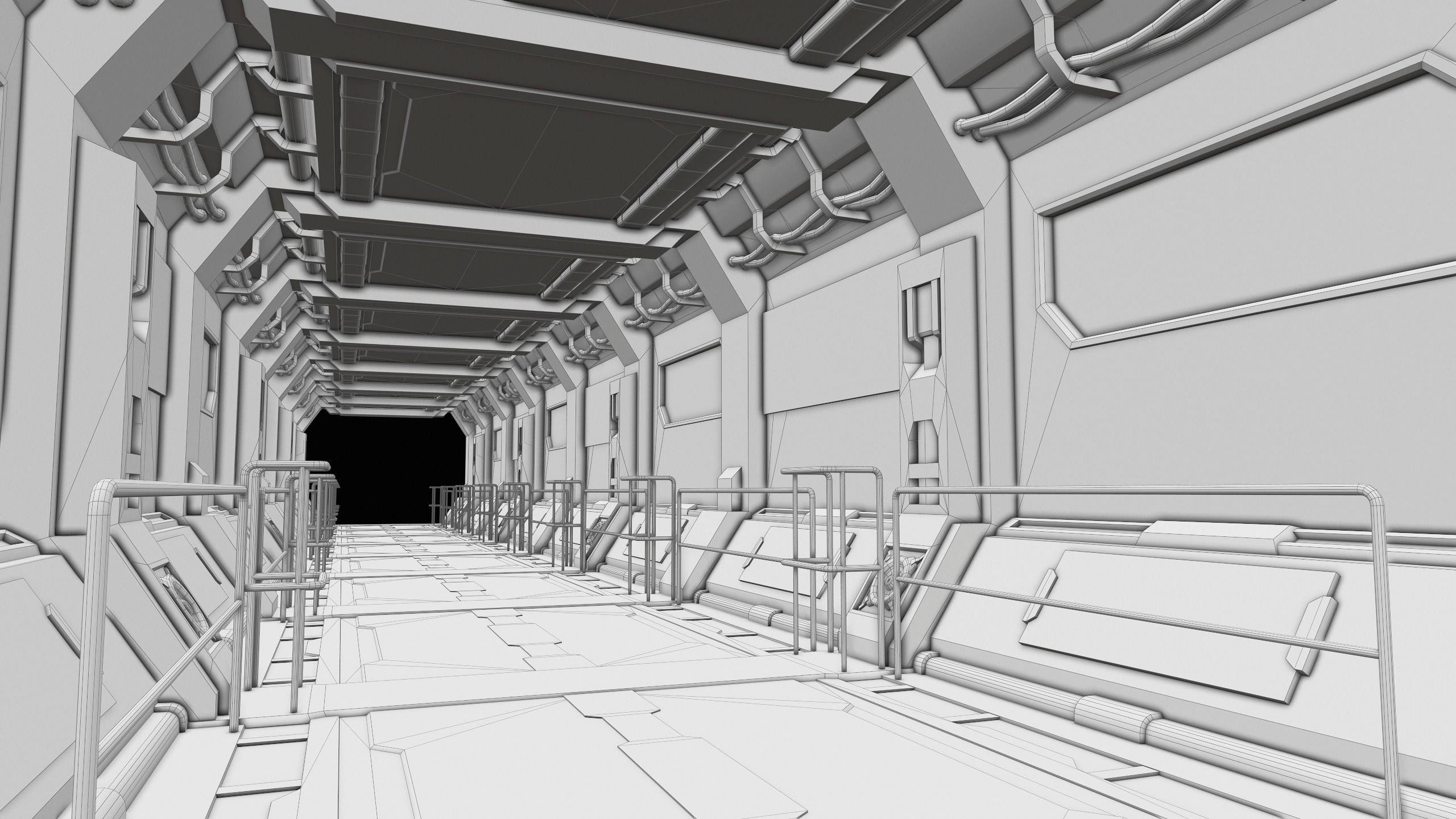 Sci-Fi Modular Corridor Version 2 Low-poly 3D model_12