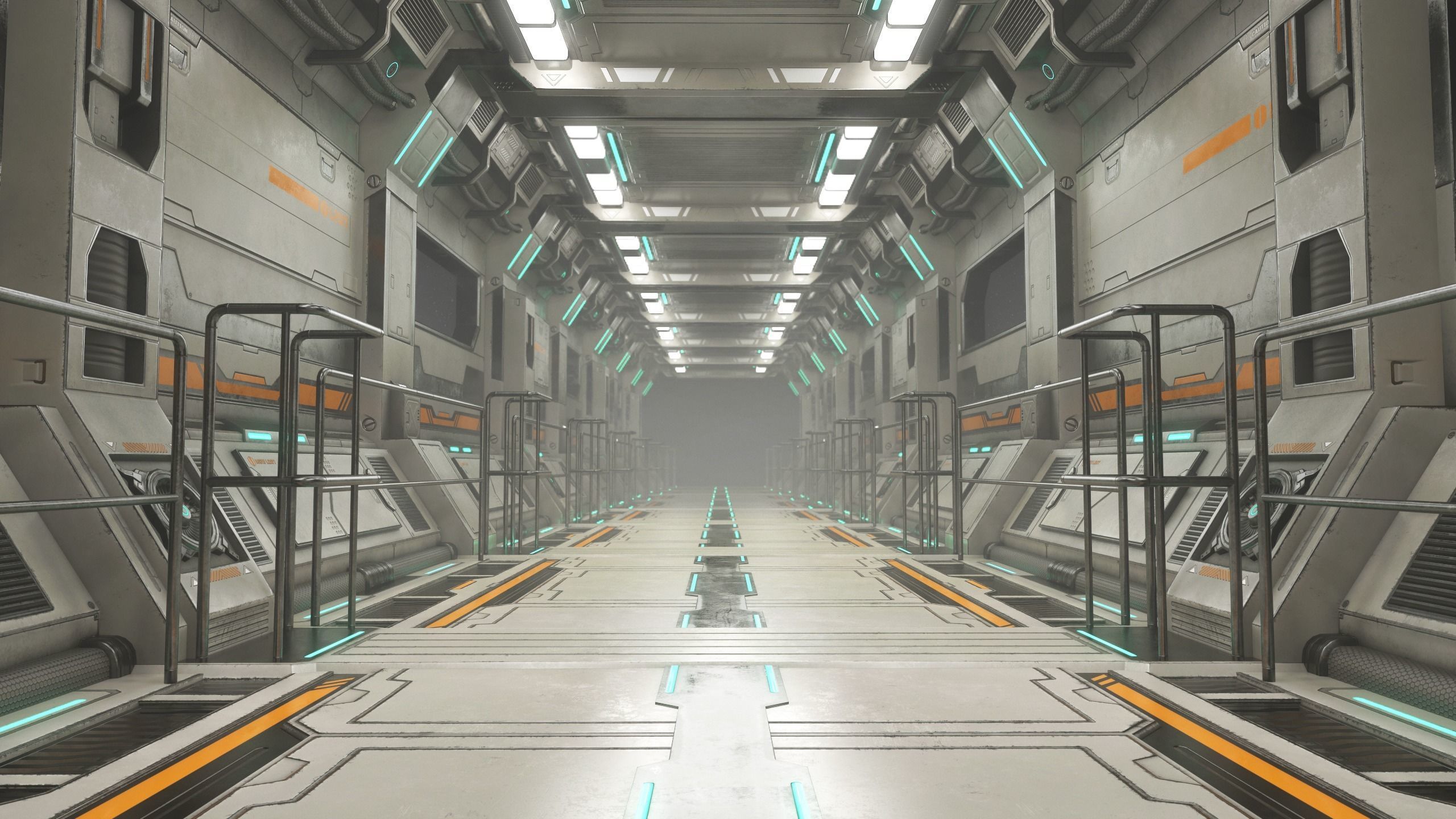 Sci-Fi Modular Corridor Version 2 Low-poly 3D model_1