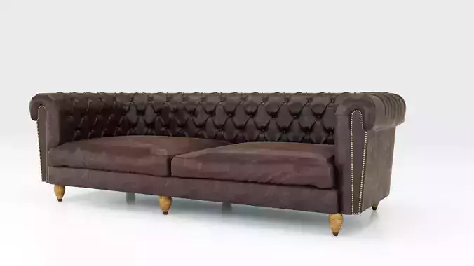 Leather Sofa    Kapitone   3D model