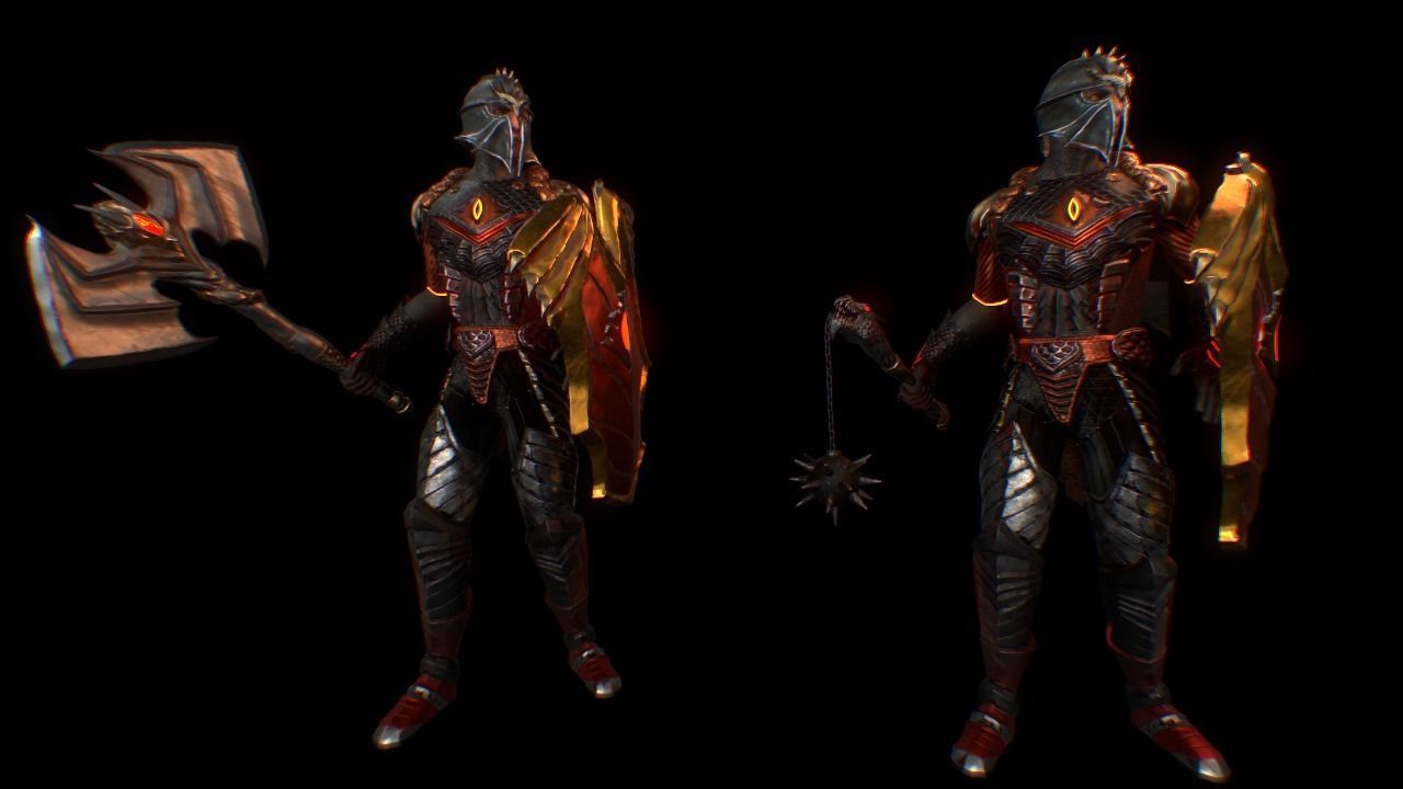 Dragon character Low-poly 3D model and pack weapon fantasy