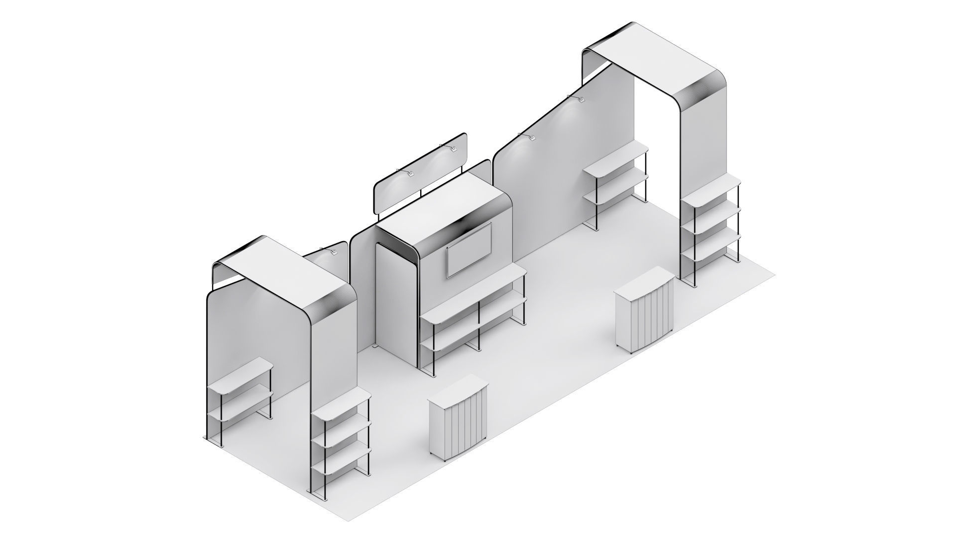 Exhibition booth 10x30ft 3DM010 3D model_7