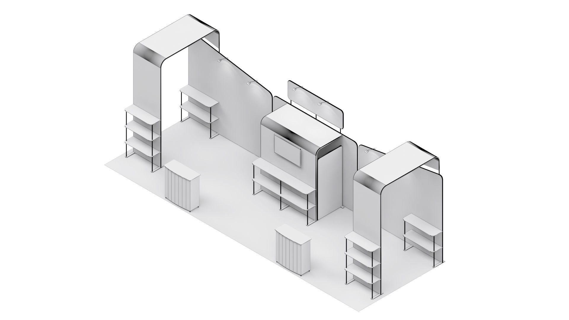 Exhibition booth 10x30ft 3DM010 3D model_8