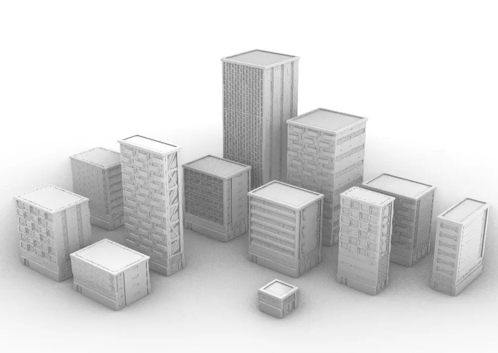 Modular Buildings Pack I - Modern-Cyberpunk 3D print model