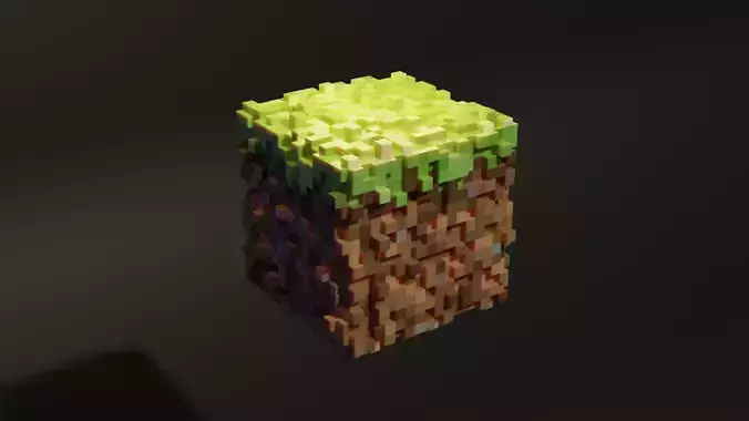 Minecraft cube 3D model Low-poly 3D model