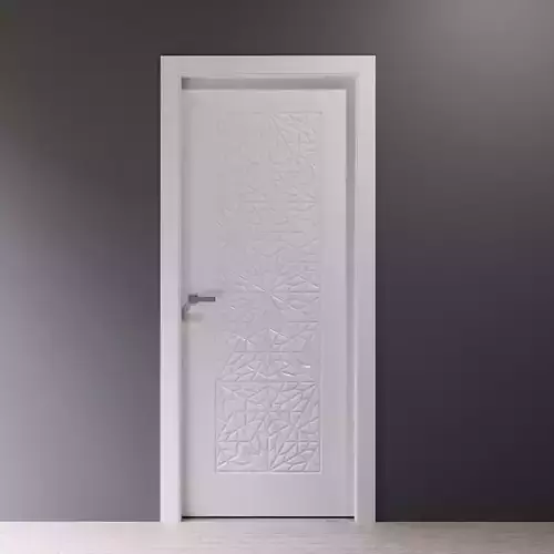 White curly interior door with arabic pattern 3D model