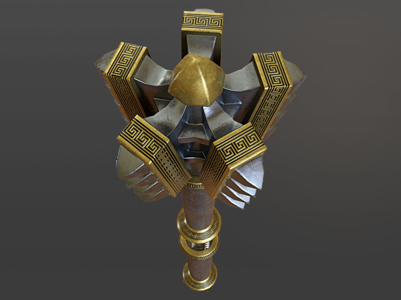 Mace Game Ready golden sword Low-poly 3D model_4