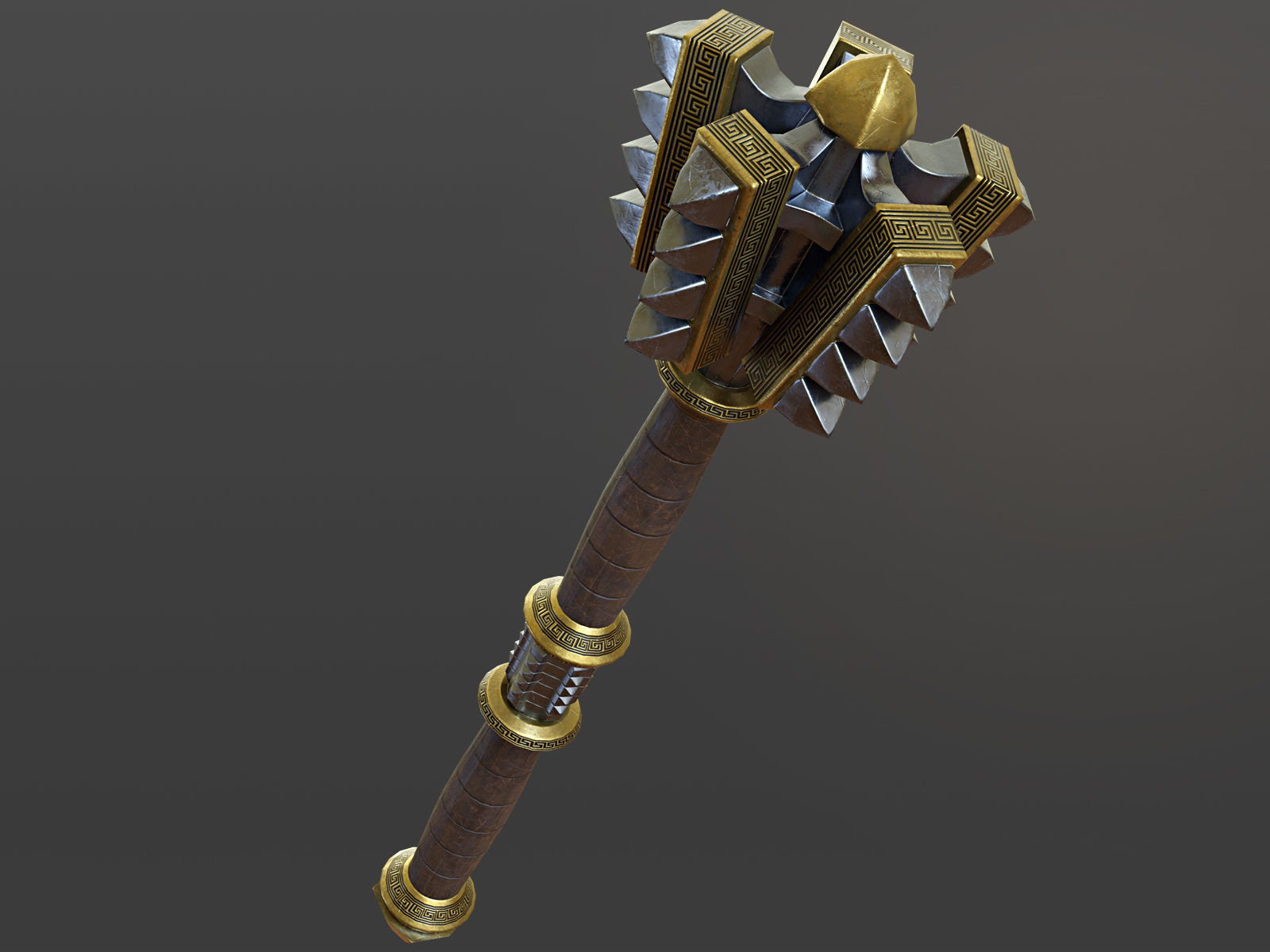 Mace Game Ready golden sword Low-poly 3D model_2