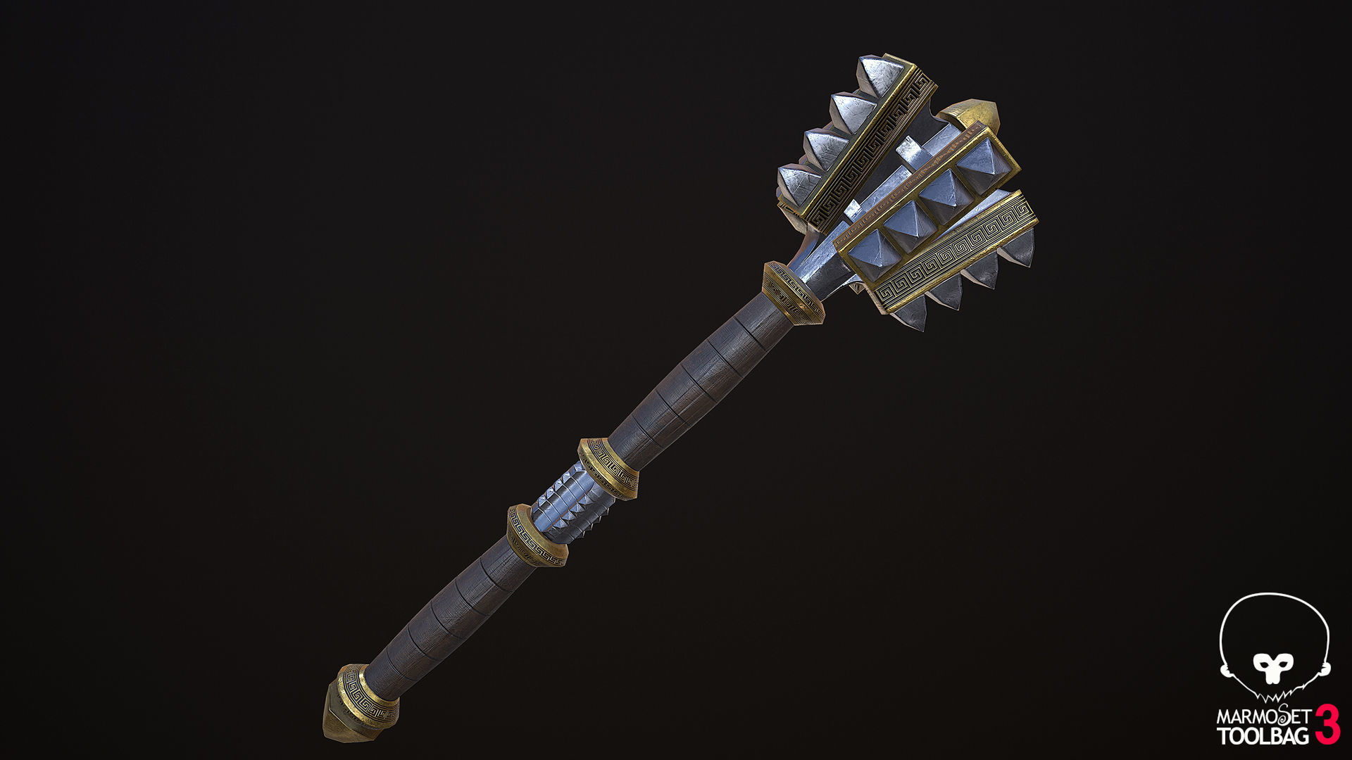 Mace Game Ready golden sword Low-poly 3D model_8