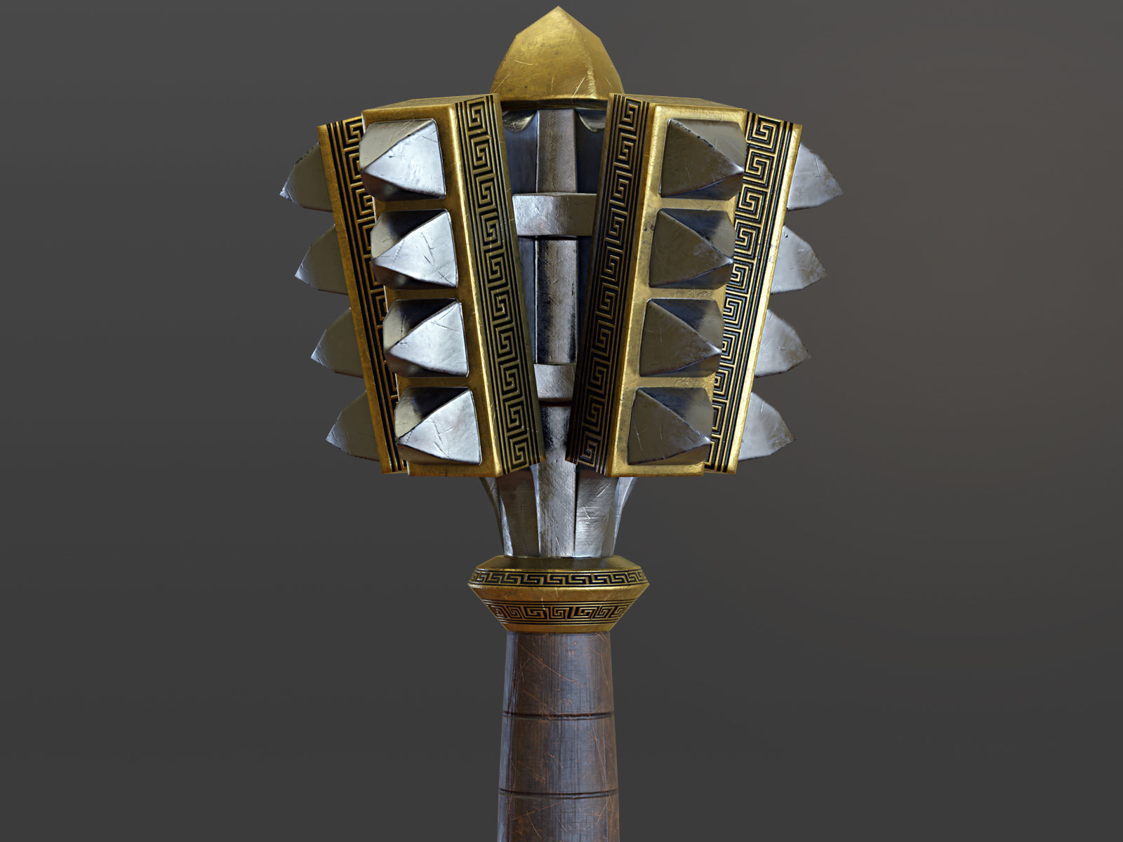Mace Game Ready golden sword Low-poly 3D model_3