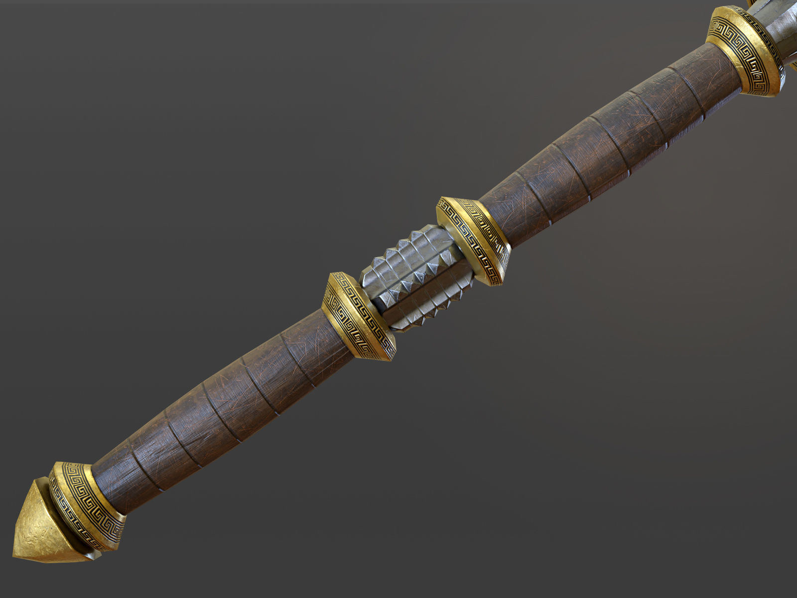 Mace Game Ready golden sword Low-poly 3D model_5