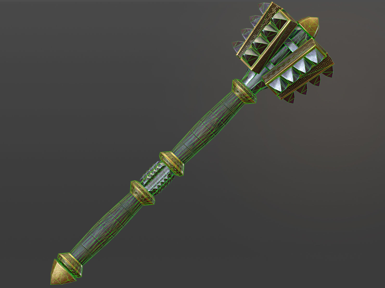Mace Game Ready golden sword Low-poly 3D model_10