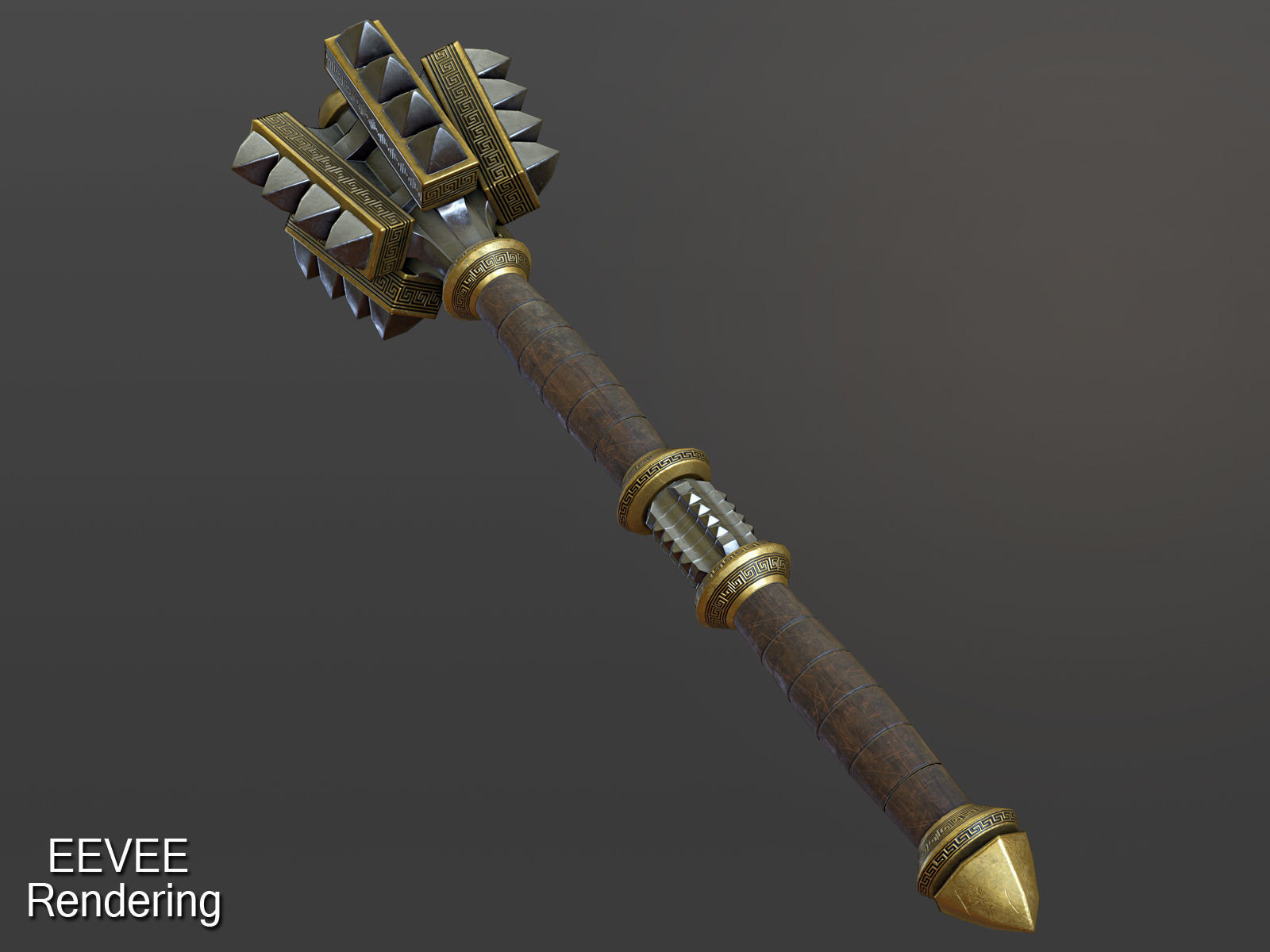 Mace Game Ready golden sword Low-poly 3D model_6